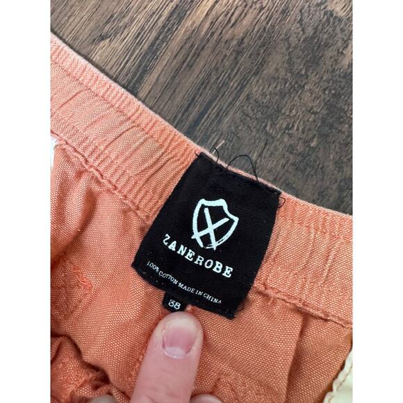 Zanerobe Mens Orange Linen Shorts - Picture 6 of 6